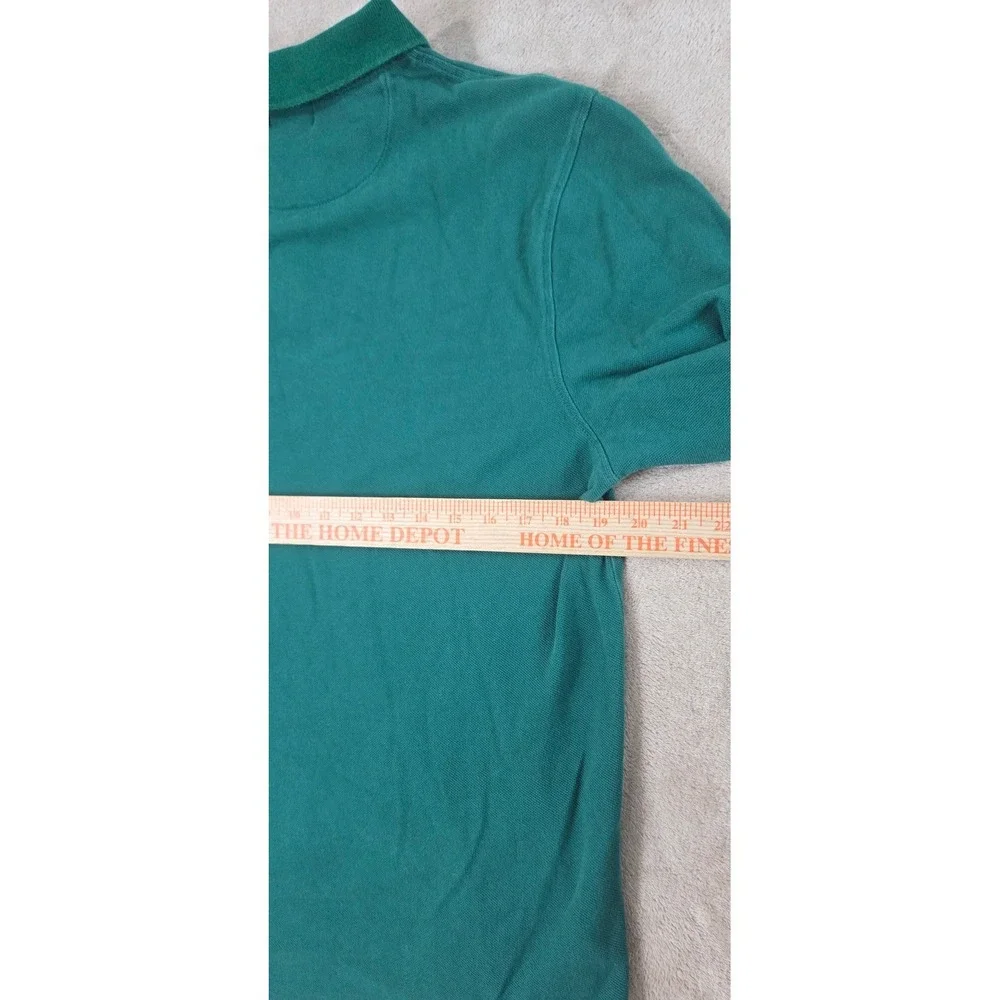 Vintage J. Crew Oarsman Polo Shirt Men Medium Green Mesh Cotton Long Sleeve
